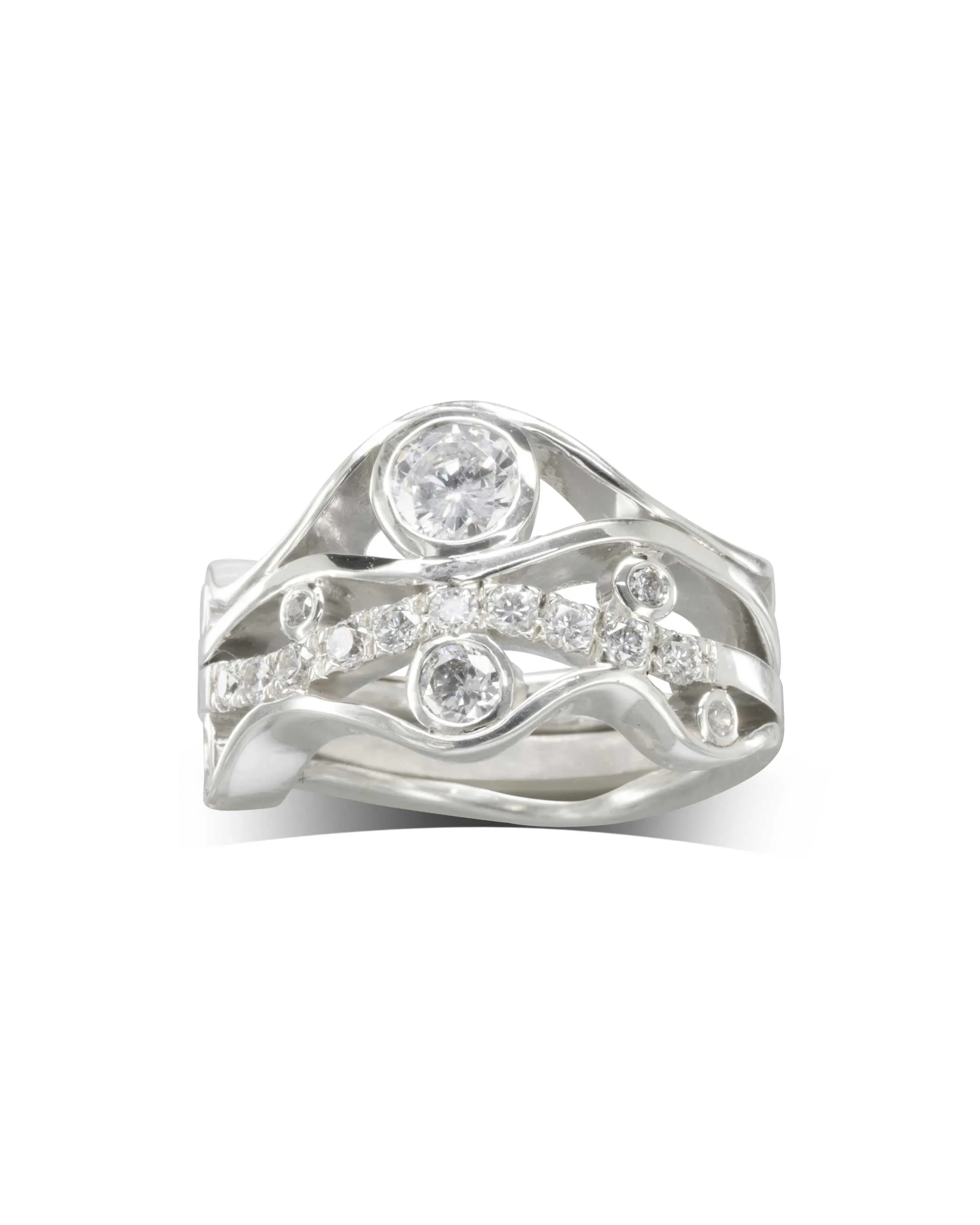 Wave Five Strand Unusual Diamond Ring
