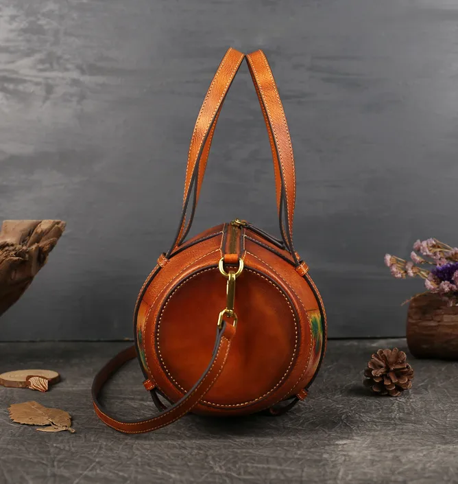 Women Vintage Fish Embossing Leather Bucket Bags 3227