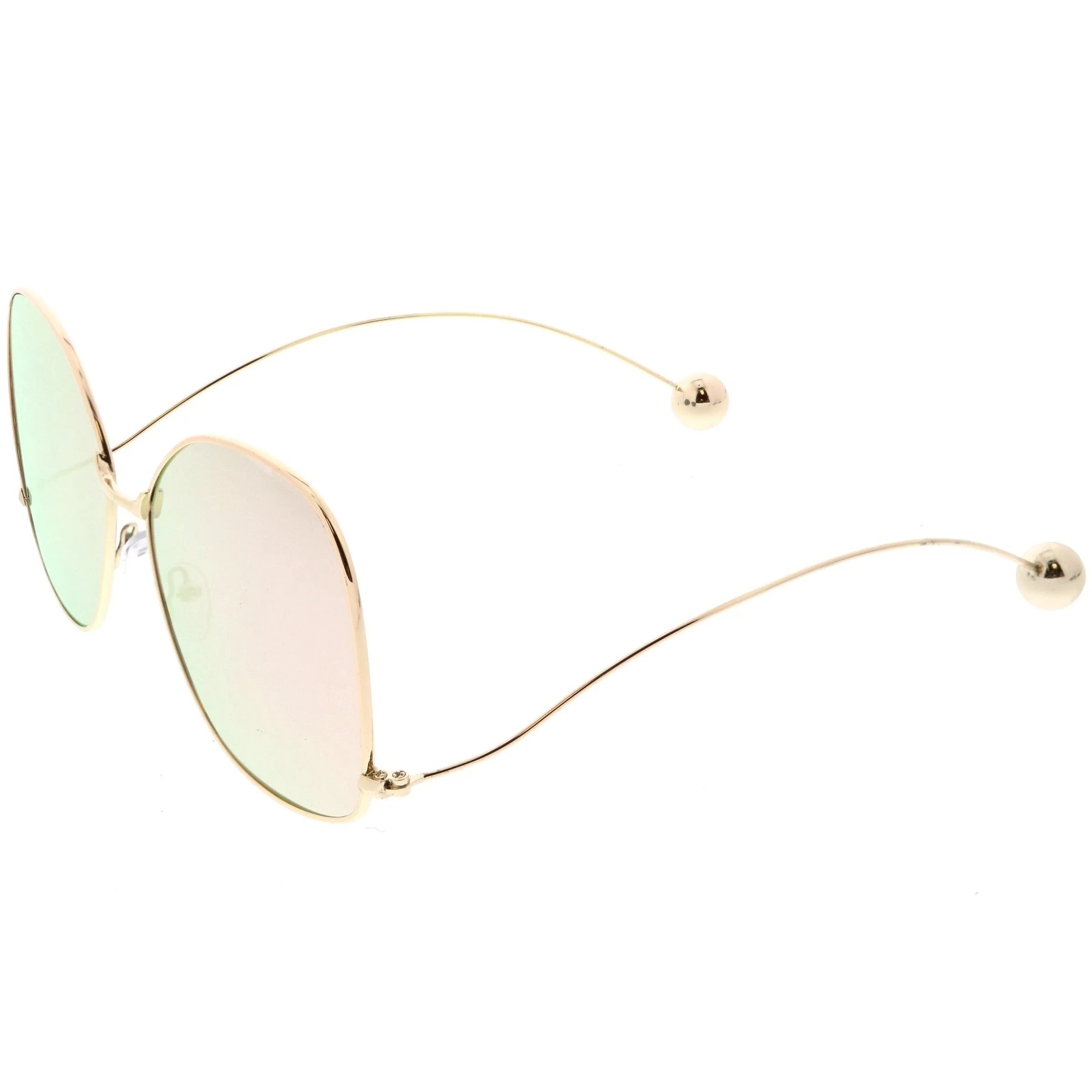 Women's Oversize Low Temple Mirrored Flat Lens Sunglasses C212