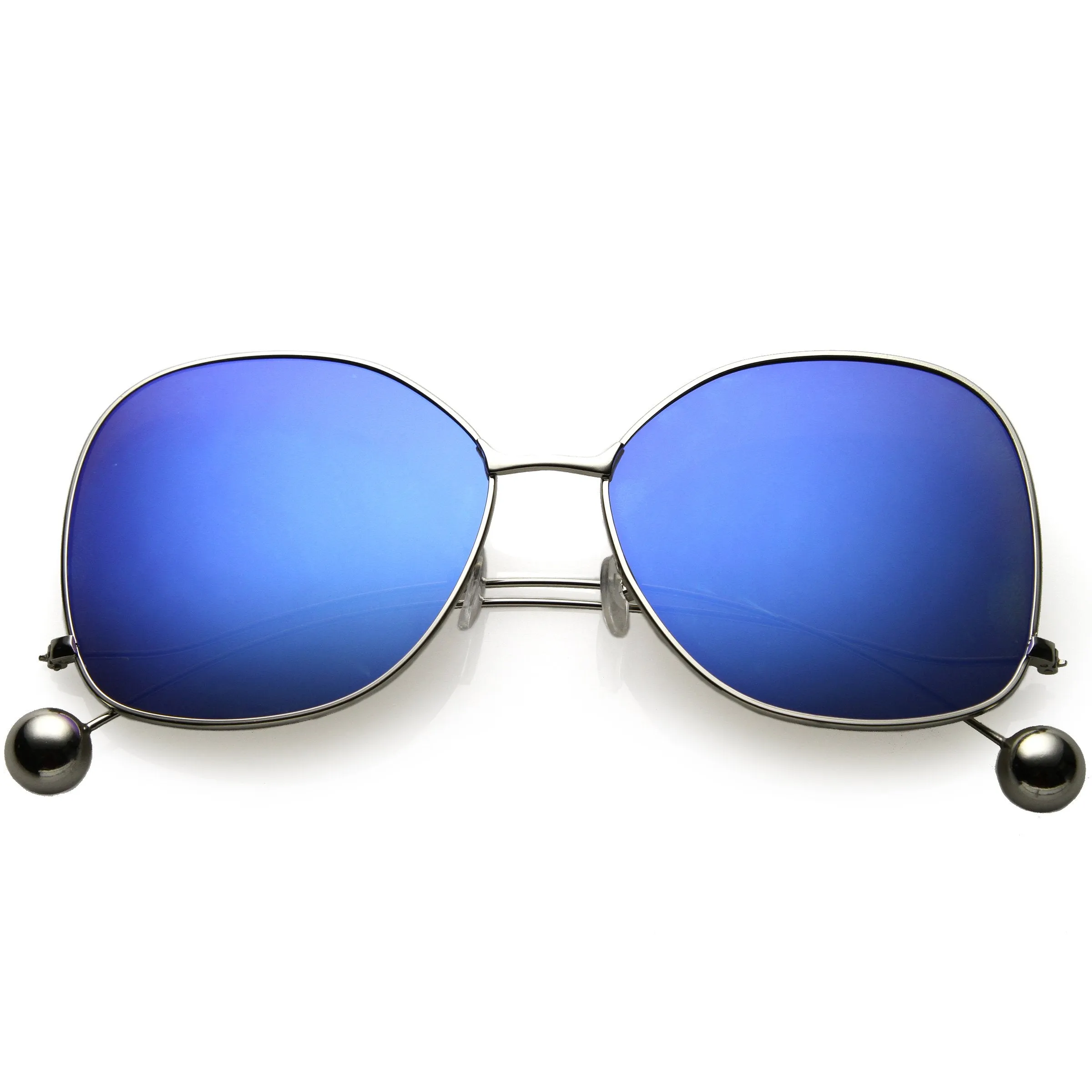 Women's Oversize Low Temple Mirrored Flat Lens Sunglasses C212