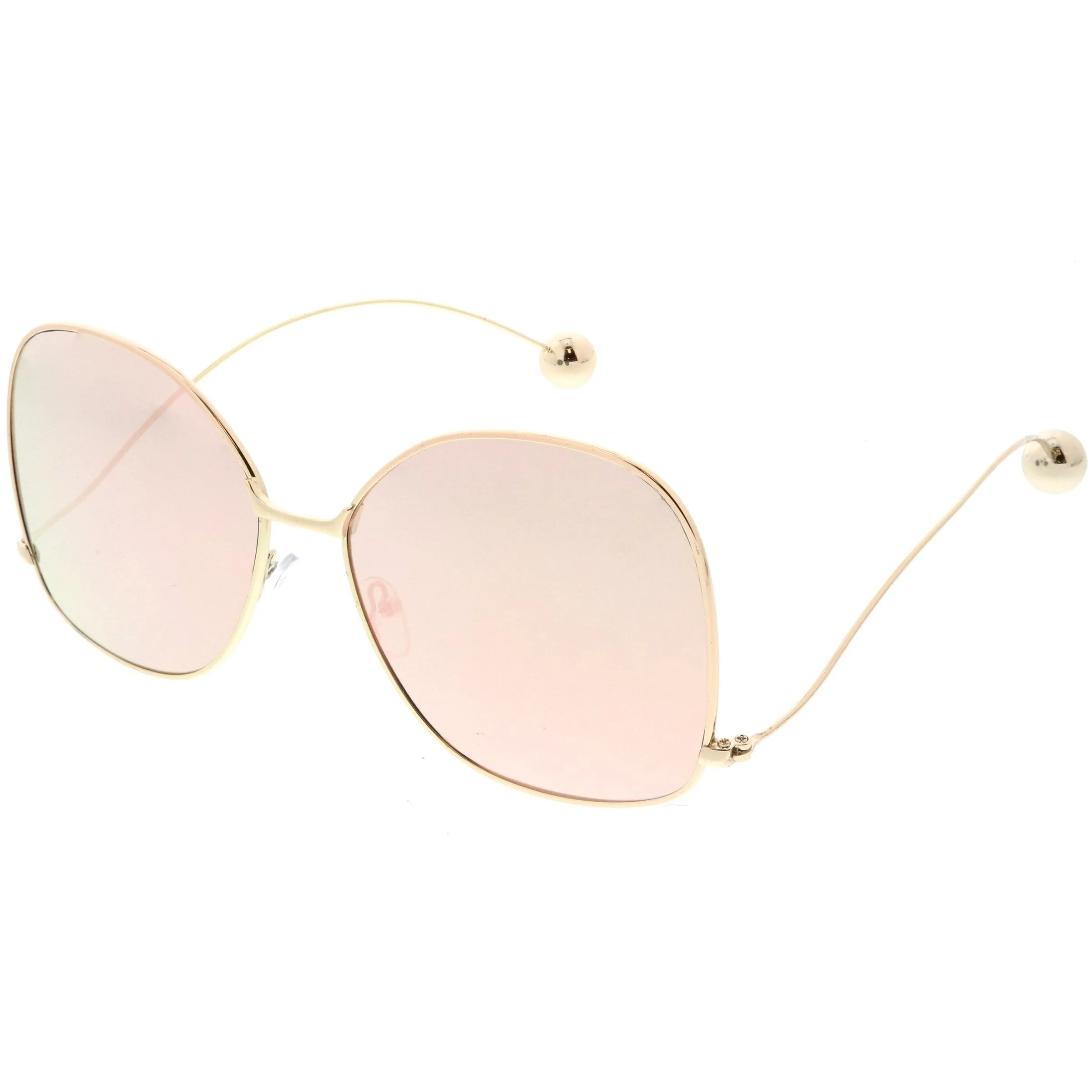 Women's Oversize Low Temple Mirrored Flat Lens Sunglasses C212