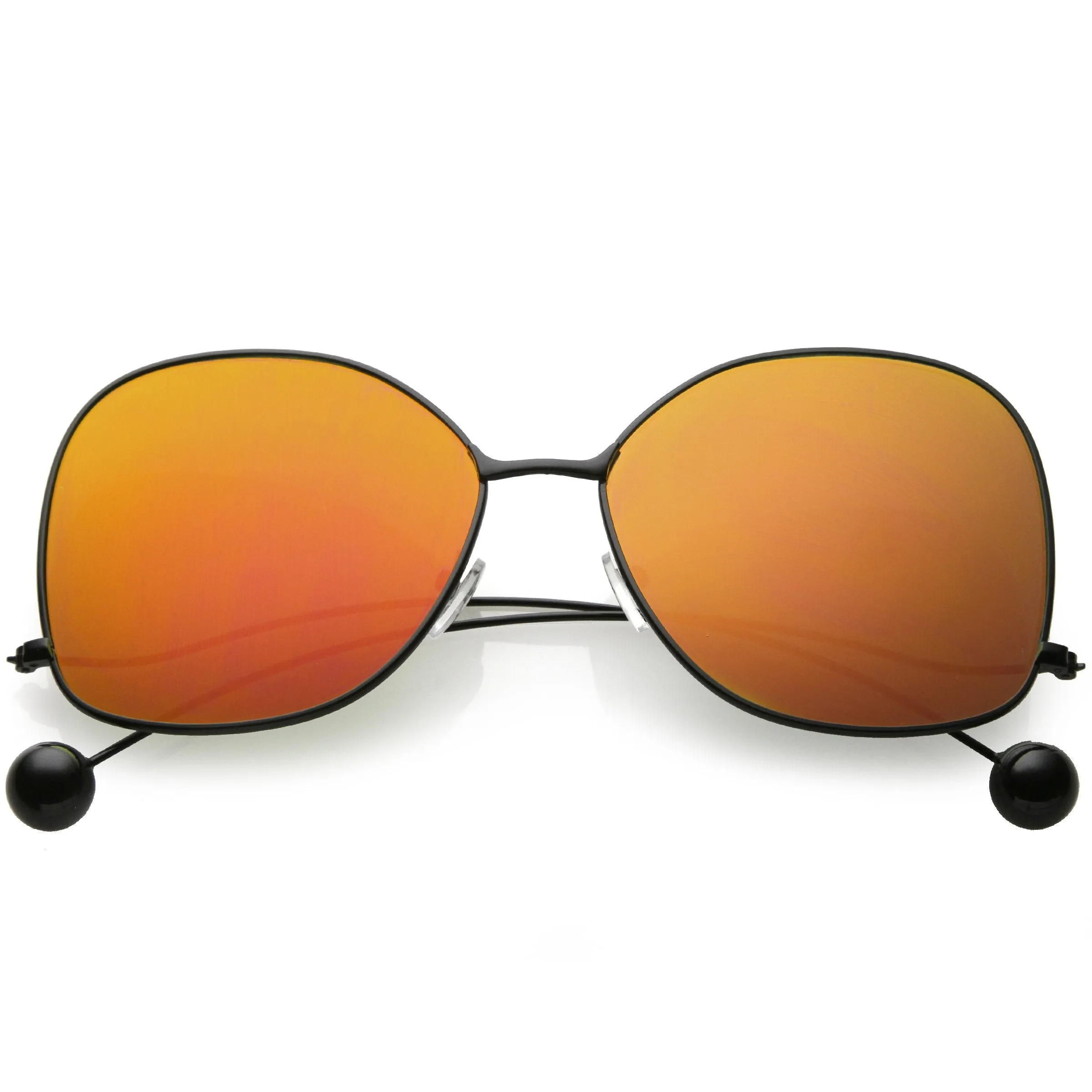 Women's Oversize Low Temple Mirrored Flat Lens Sunglasses C212