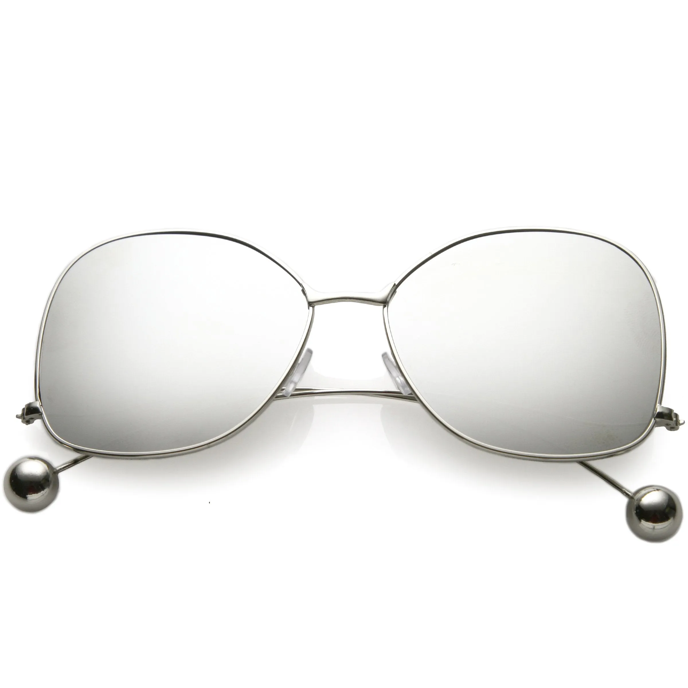 Women's Oversize Low Temple Mirrored Flat Lens Sunglasses C212