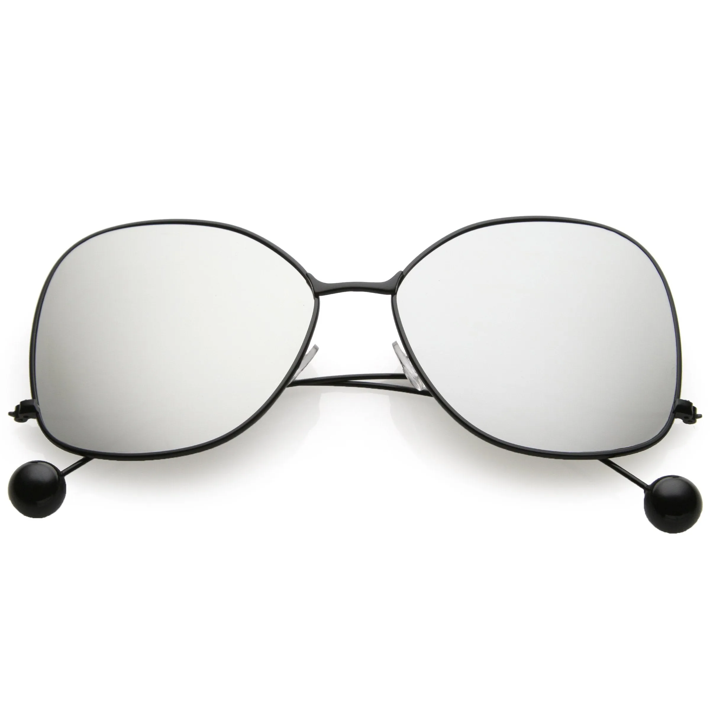 Women's Oversize Low Temple Mirrored Flat Lens Sunglasses C212