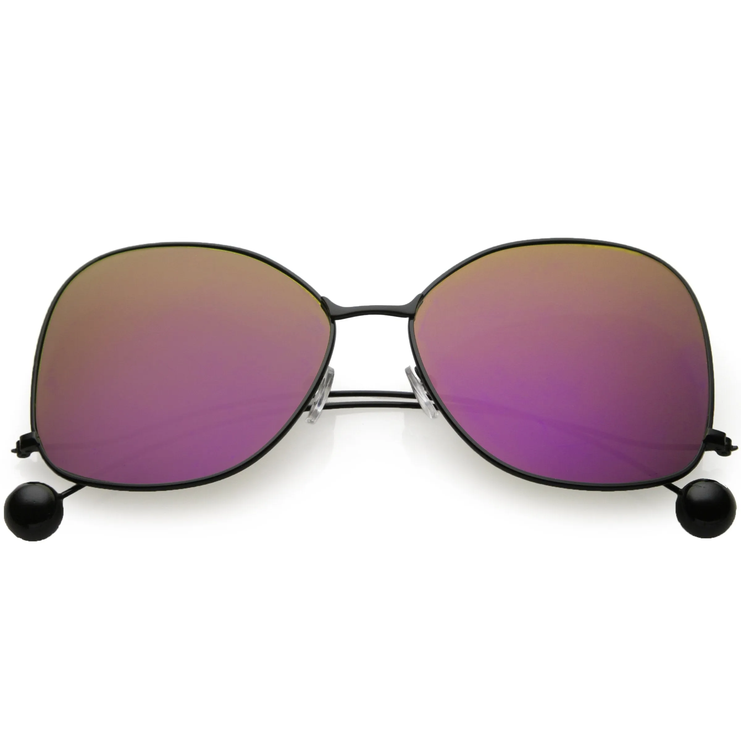 Women's Oversize Low Temple Mirrored Flat Lens Sunglasses C212