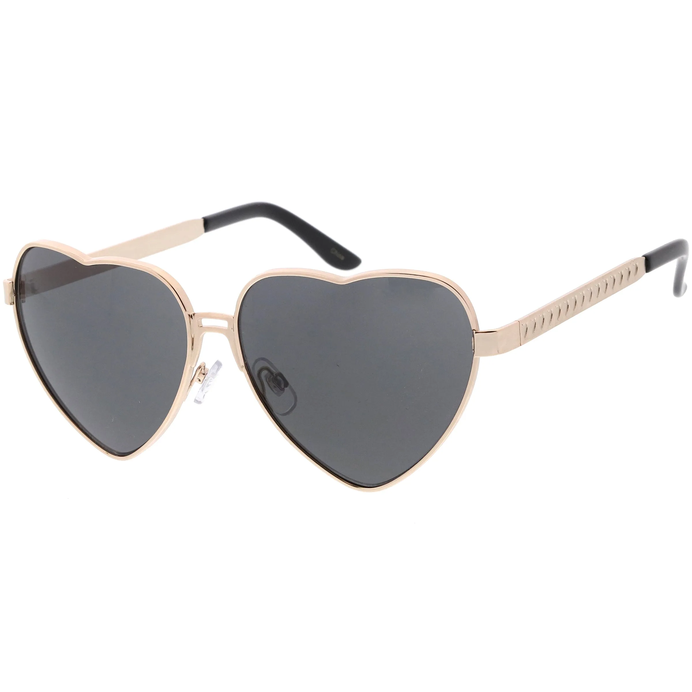Women's Oversize Metal Heart Shaped Mirrored Lens Sunglasses C729