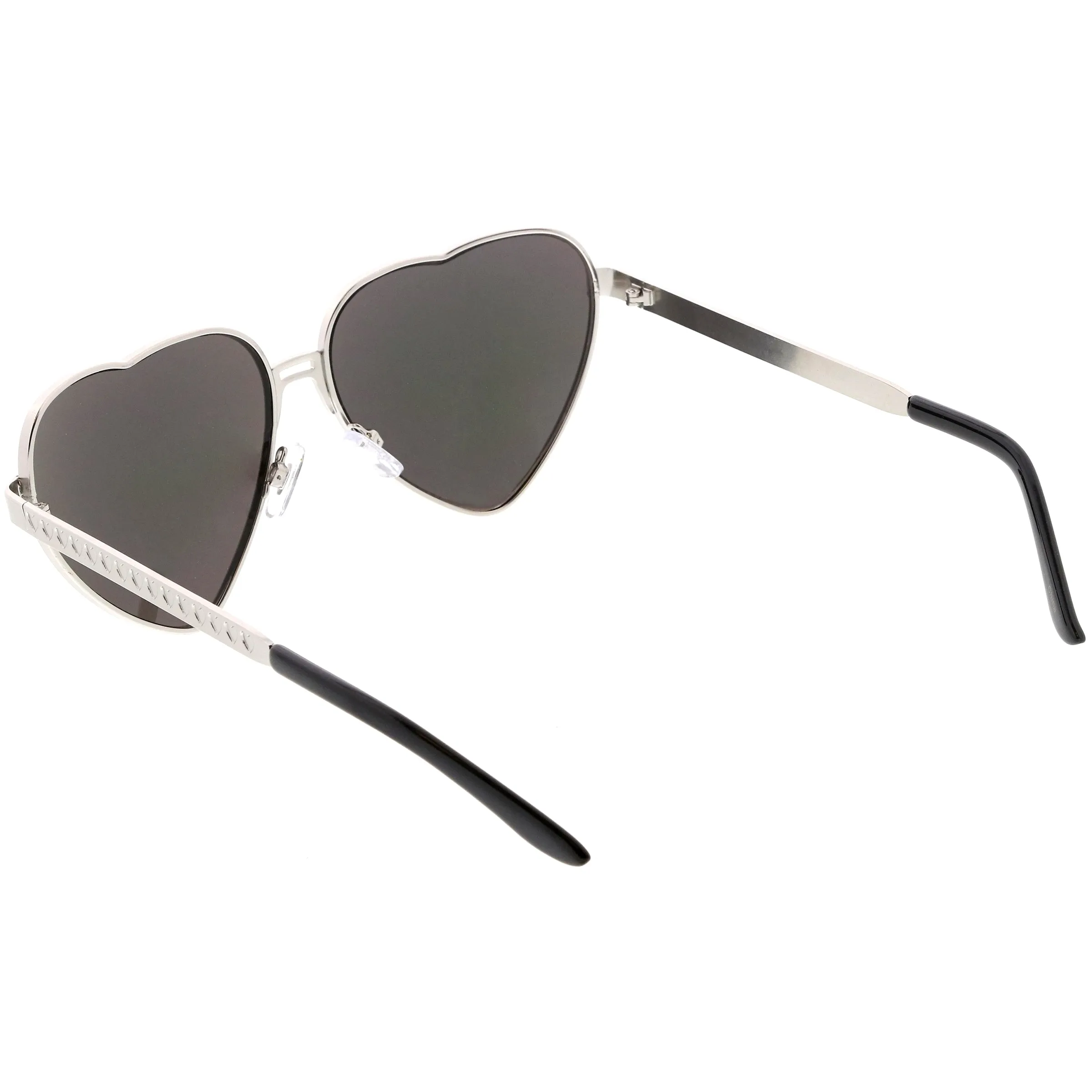 Women's Oversize Metal Heart Shaped Mirrored Lens Sunglasses C729