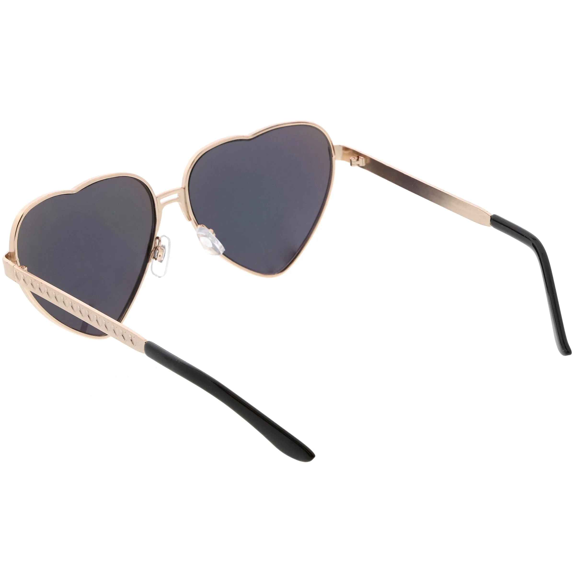 Women's Oversize Metal Heart Shaped Mirrored Lens Sunglasses C729