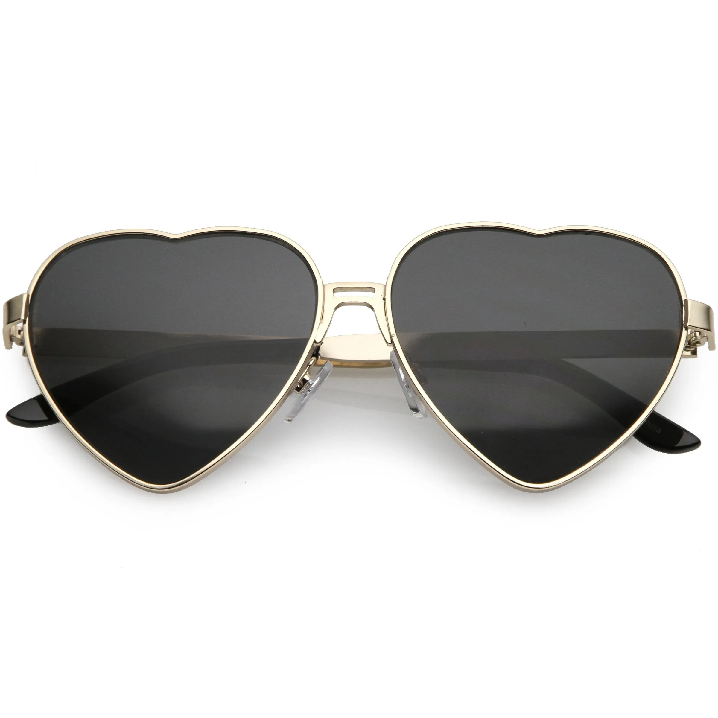 Women's Oversize Metal Heart Shaped Mirrored Lens Sunglasses C729