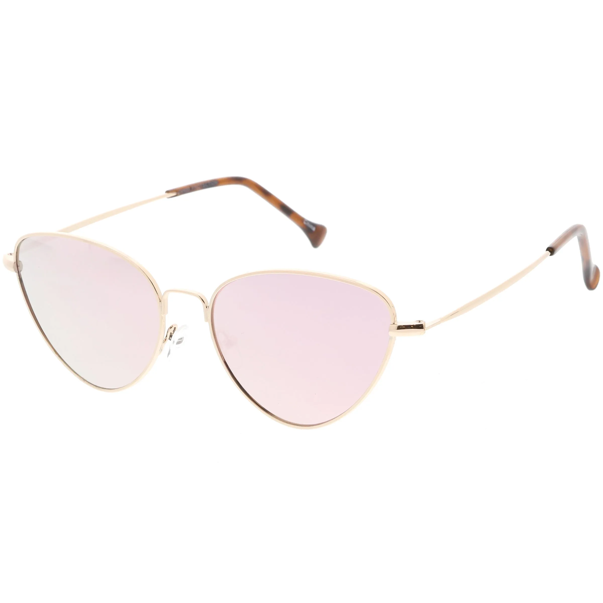 Women's Retro Thin Frame Metal Mirrored Flat Lens Sunglasses C601
