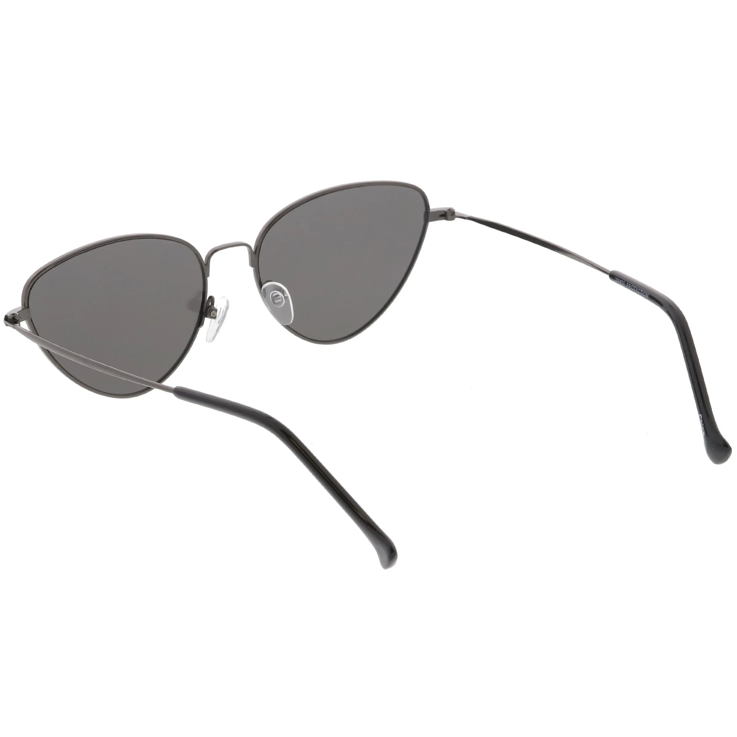 Women's Retro Thin Frame Metal Mirrored Flat Lens Sunglasses C601