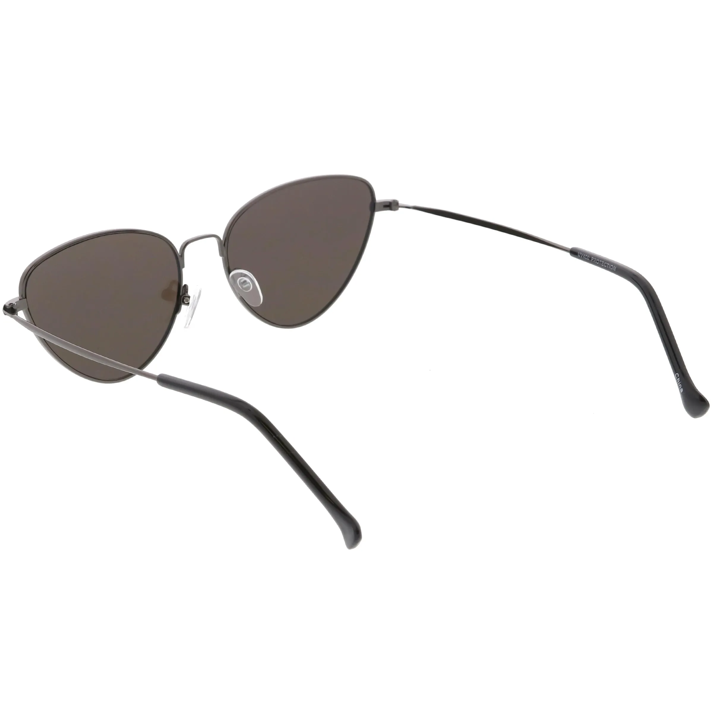 Women's Retro Thin Frame Metal Mirrored Flat Lens Sunglasses C601