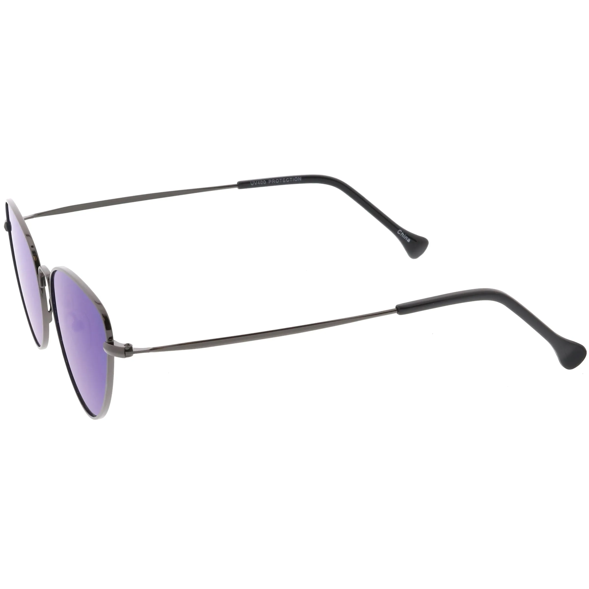 Women's Retro Thin Frame Metal Mirrored Flat Lens Sunglasses C601