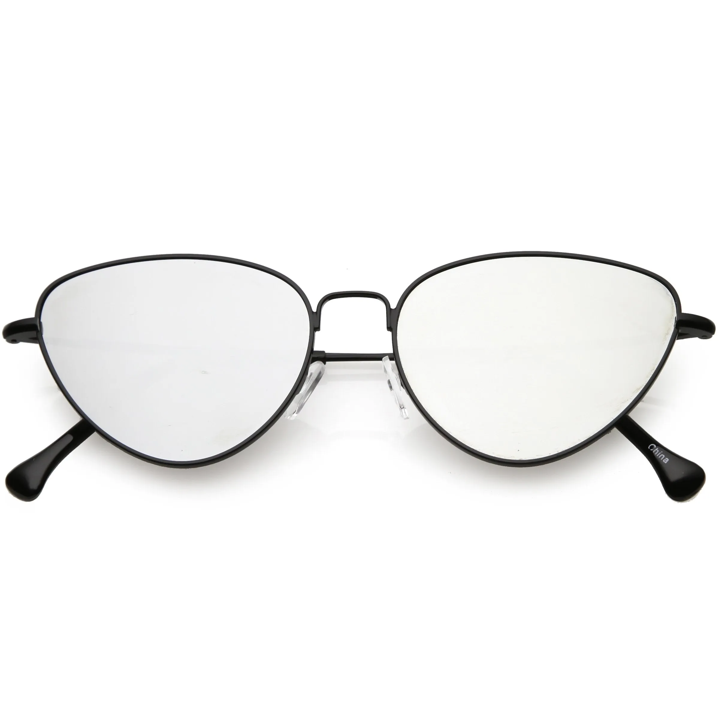 Women's Retro Thin Frame Metal Mirrored Flat Lens Sunglasses C601