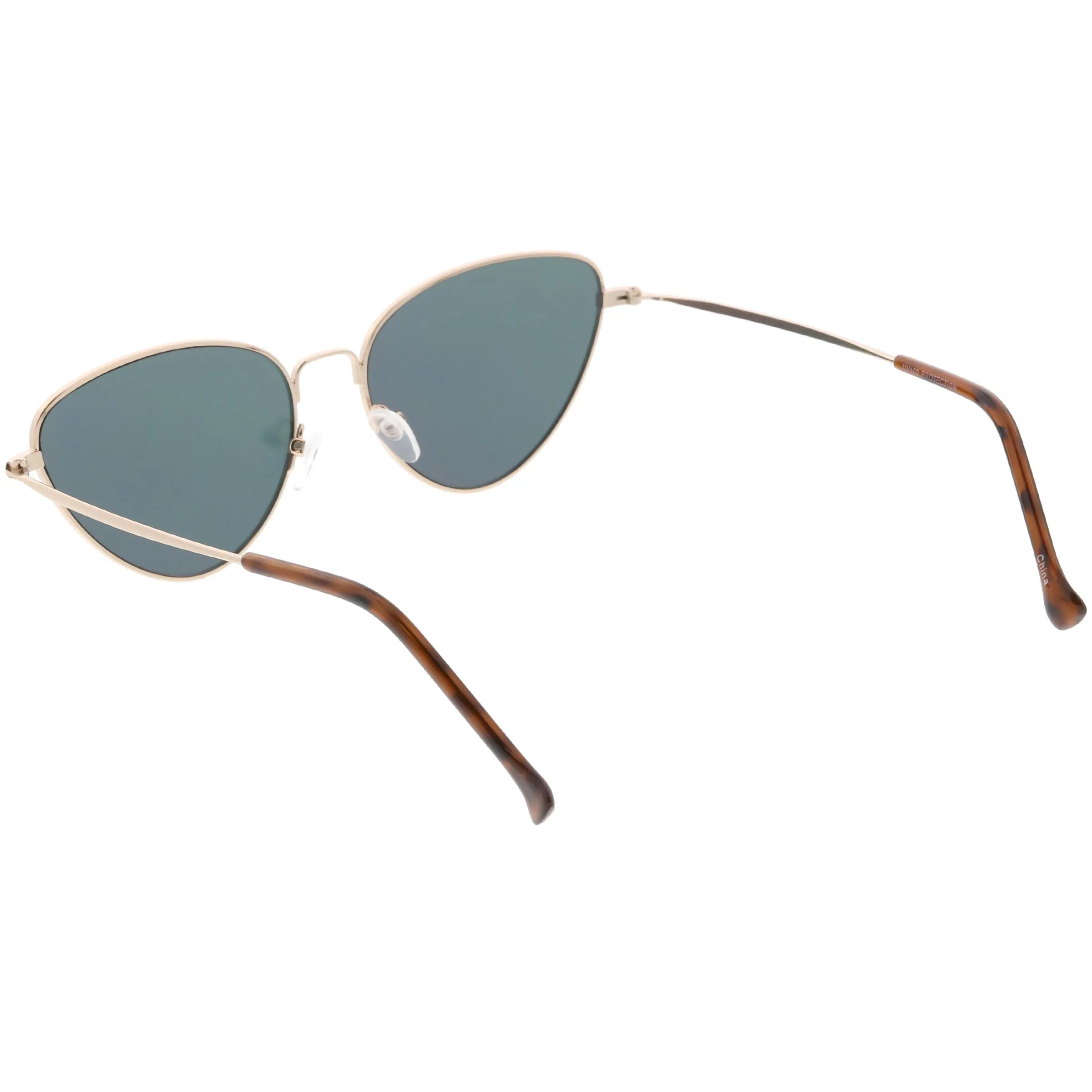 Women's Retro Thin Frame Metal Mirrored Flat Lens Sunglasses C601