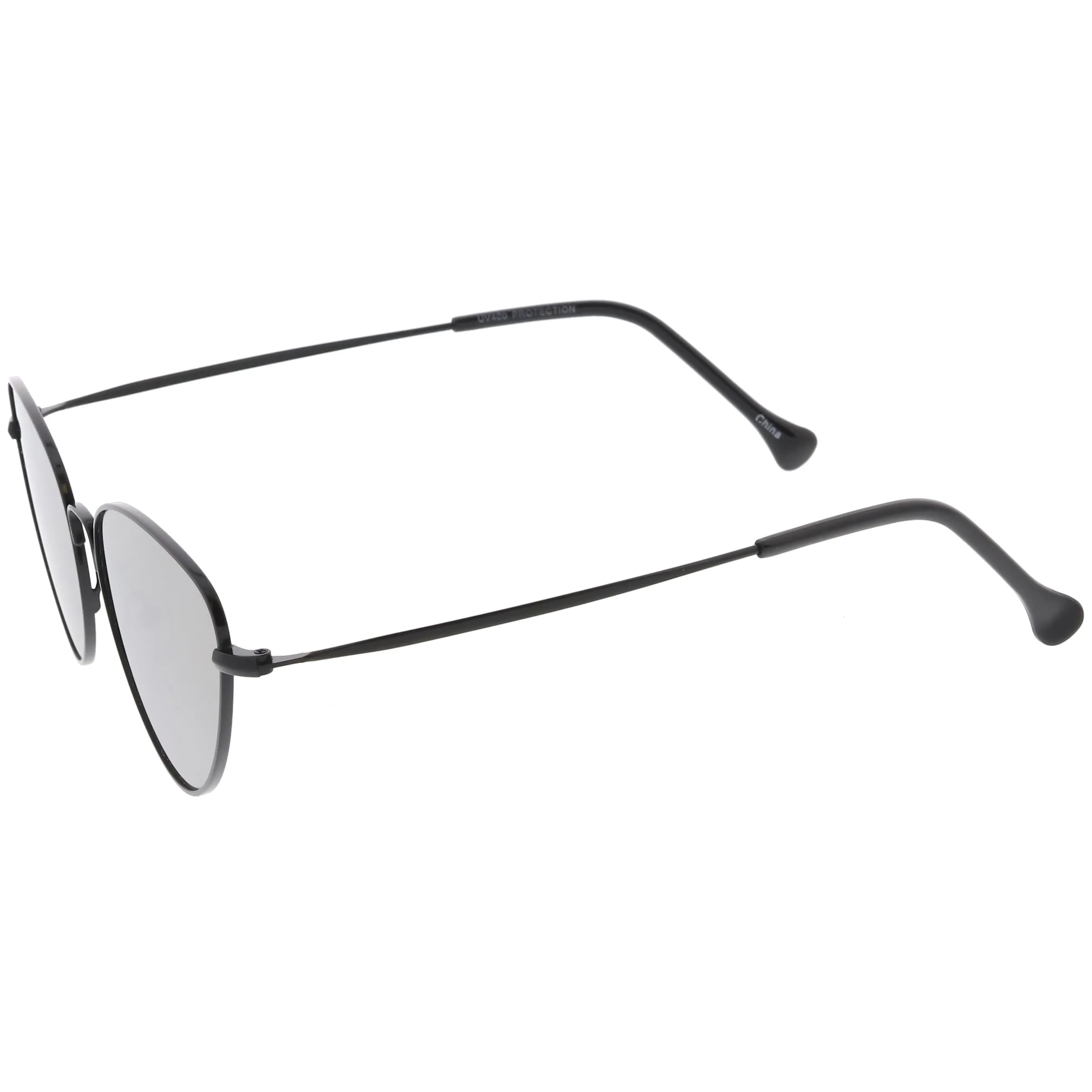 Women's Retro Thin Frame Metal Mirrored Flat Lens Sunglasses C601