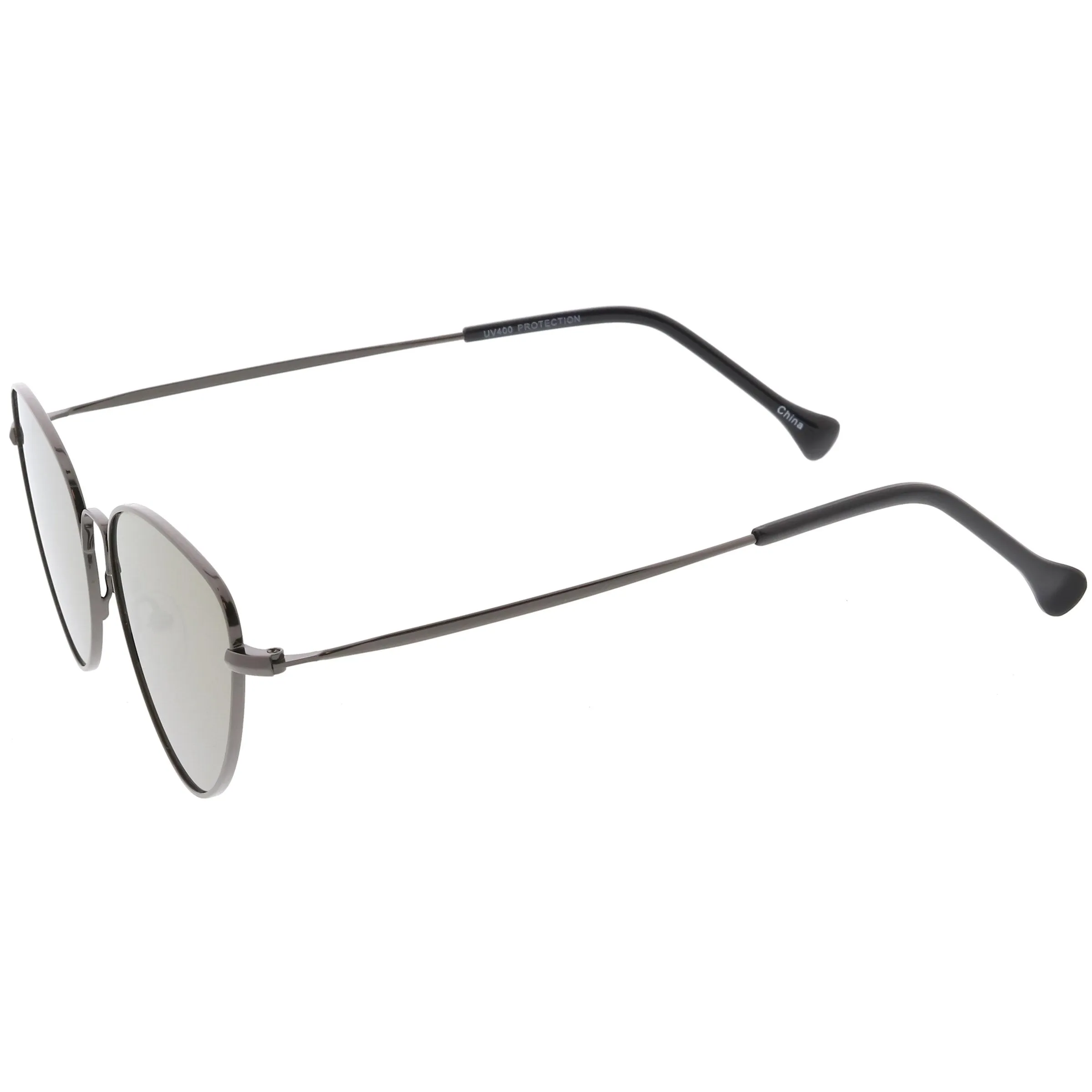 Women's Retro Thin Frame Metal Mirrored Flat Lens Sunglasses C601