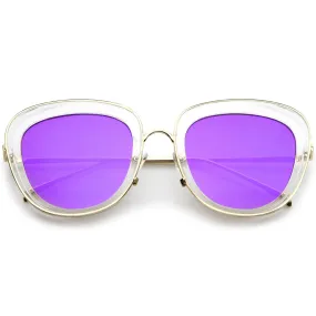 Women's Transparent Mirrored Lens Cat Eye Sunglasses A775