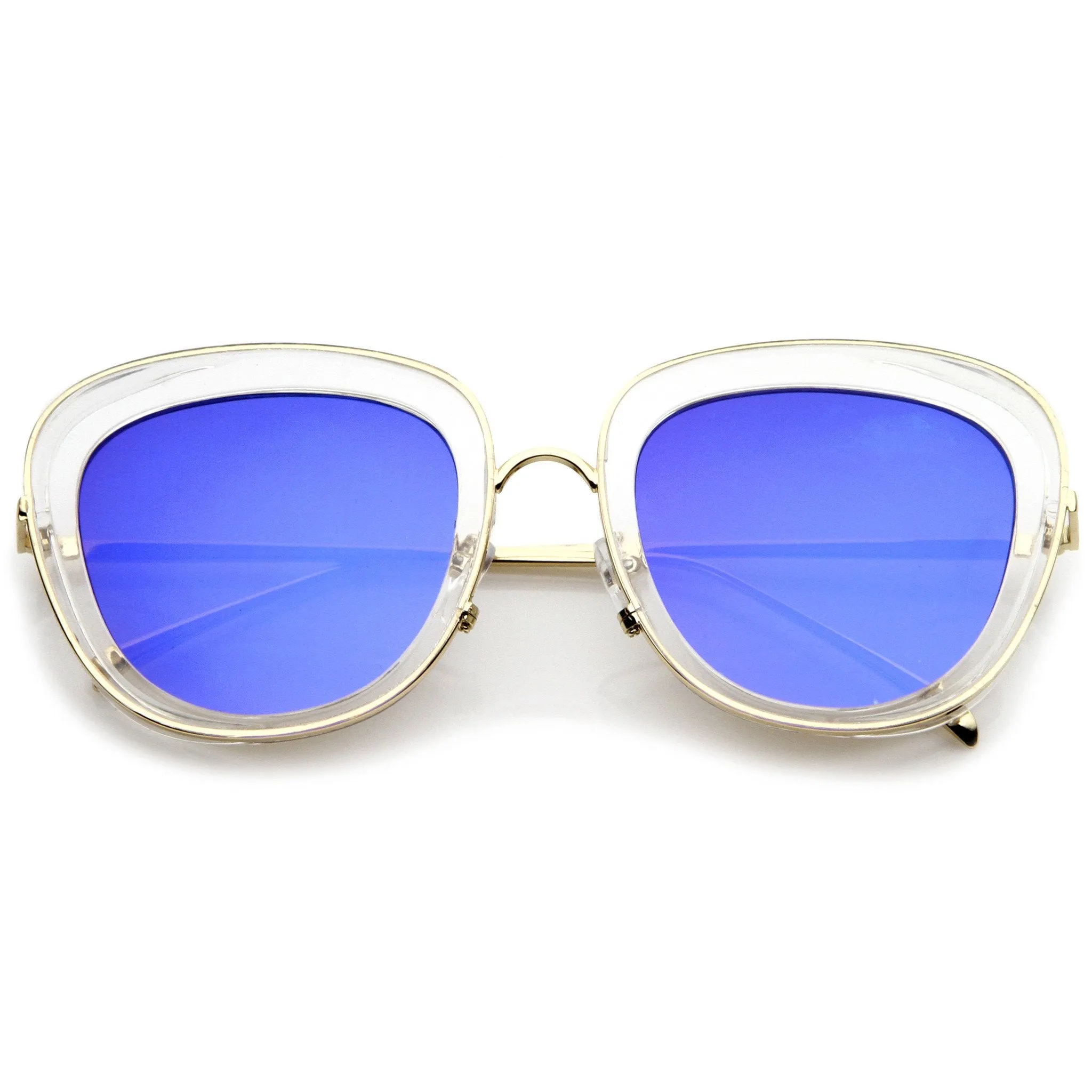 Women's Transparent Mirrored Lens Cat Eye Sunglasses A775