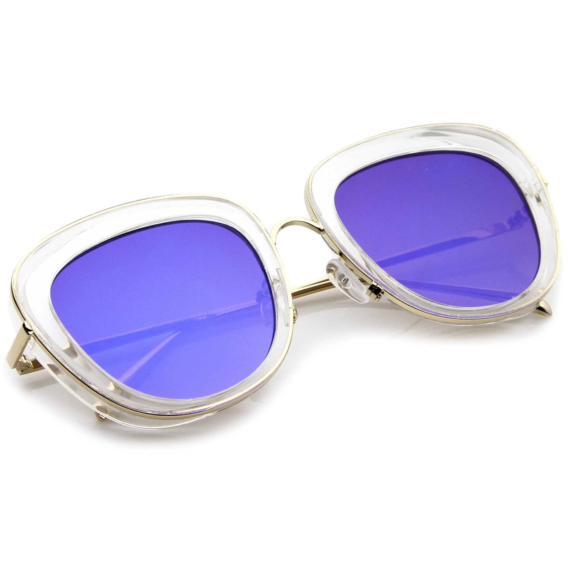 Women's Transparent Mirrored Lens Cat Eye Sunglasses A775