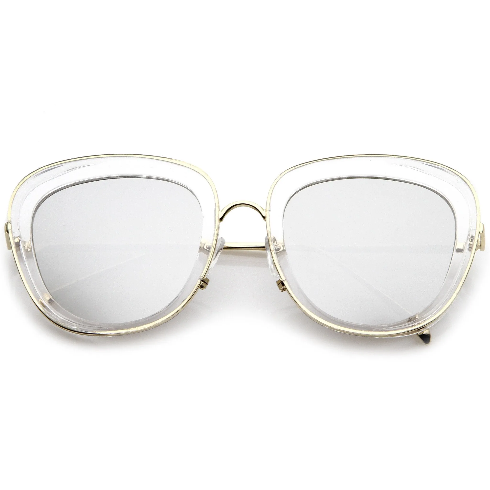 Women's Transparent Mirrored Lens Cat Eye Sunglasses A775