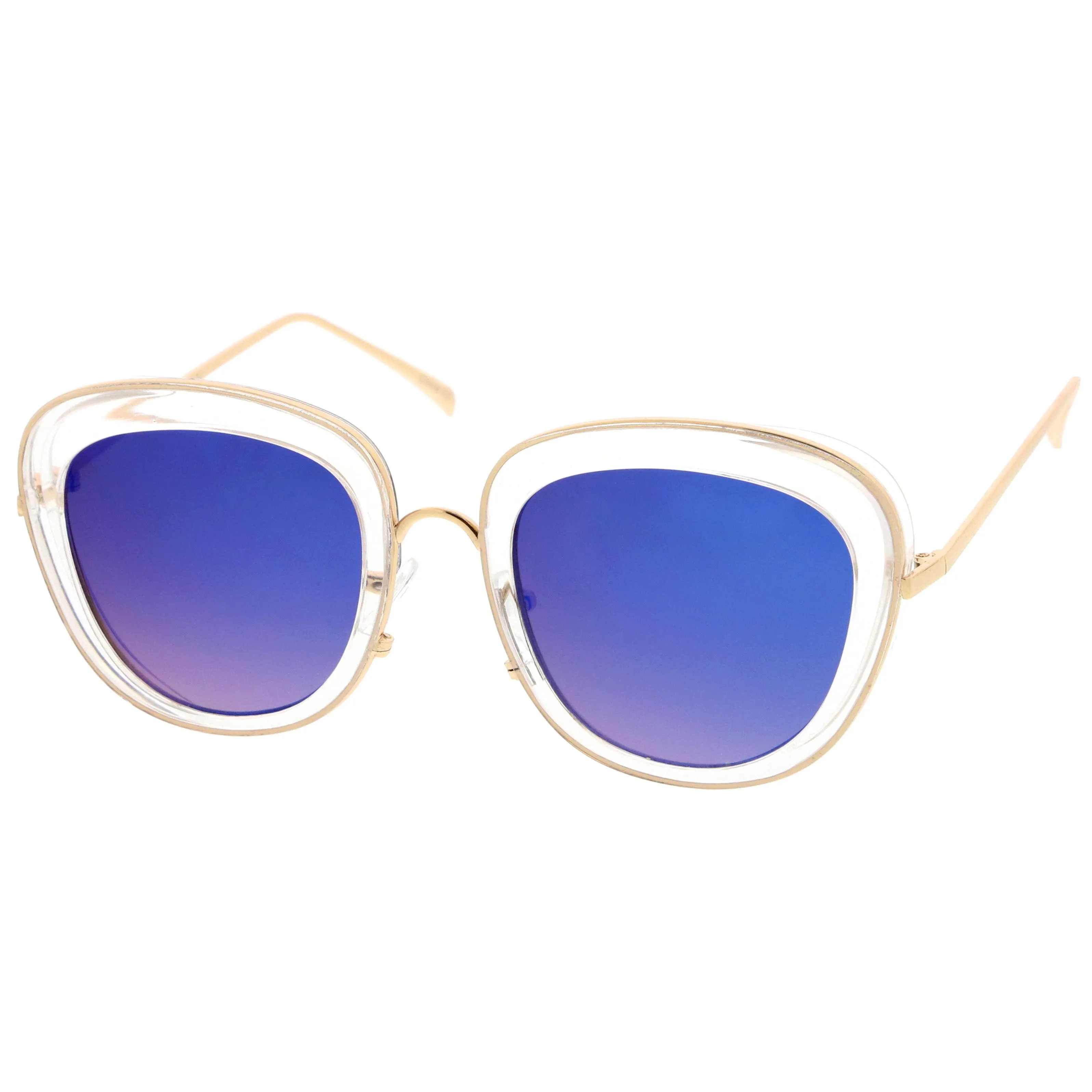 Women's Transparent Mirrored Lens Cat Eye Sunglasses A775