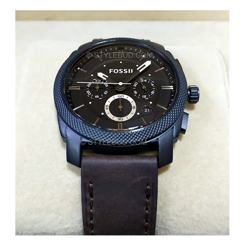 WW0122 Fossil Machine Chronograph Date Leather Belt Watch FS4656