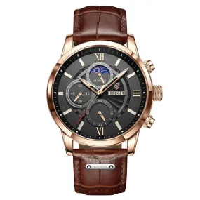 WW1744 Lige Chronograph Stainless Steel Rose Gold Belt Watch 8932
