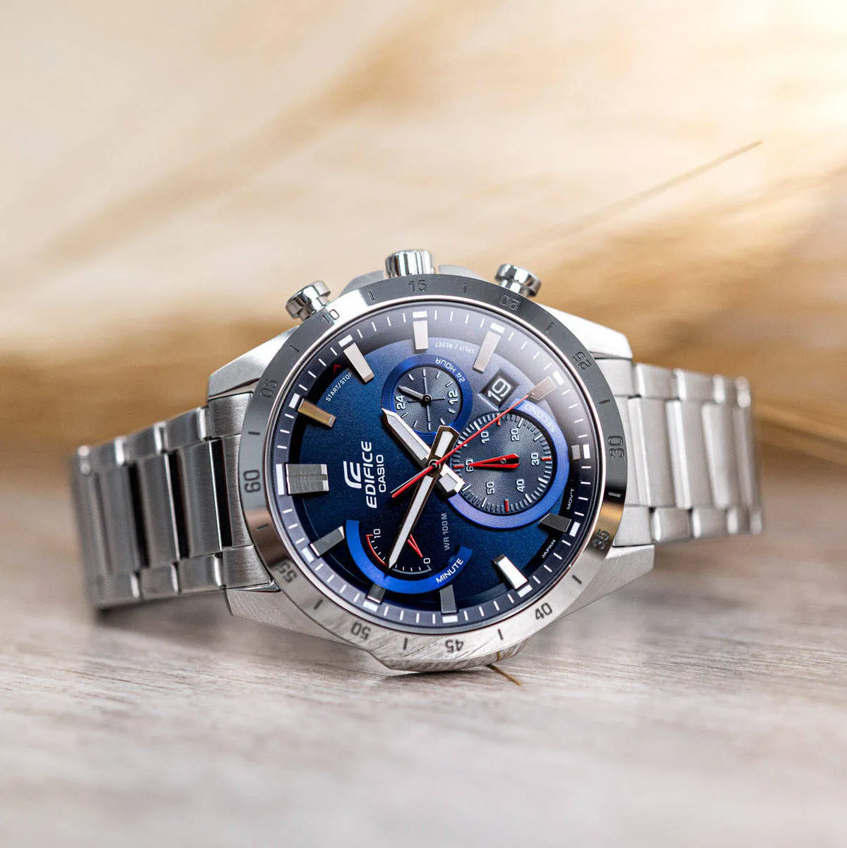 WW2009 Casio Edifice Chronograph Stainless Steel Silver Chain Watch EFR-573D-2AVUDF