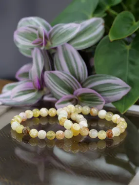 Yellow Opal 8mm Beaded Natural Gemstone Elastic Bracelet, Genuine Top Grade Gift Jewelry, Men Women Fashion Crystal Energy Jewellery