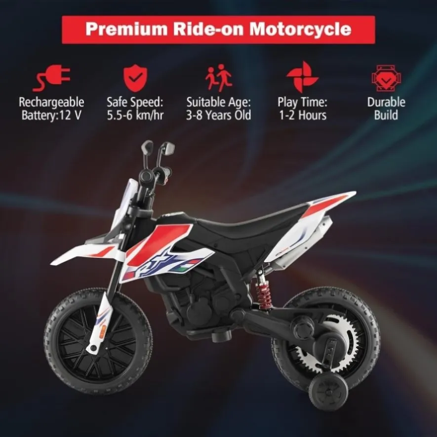 ZUN 12V Electric Kid Dirt Bike for Boys, Battery Powered Motorcycle for Kids, Off Road Motorbike Toy 26127766