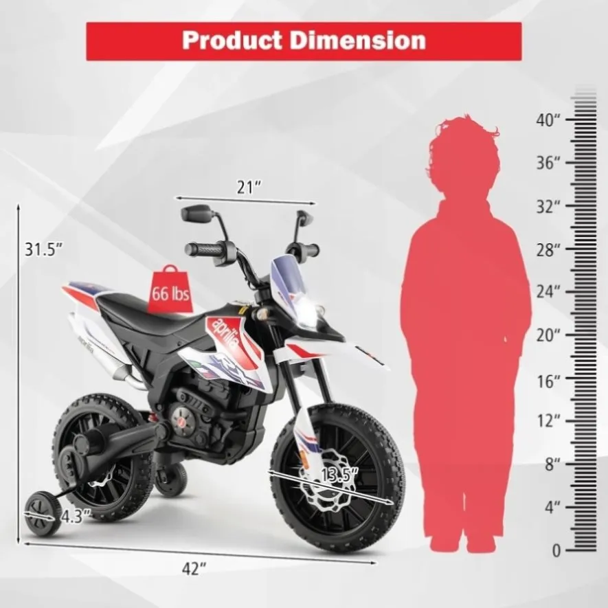 ZUN 12V Electric Kid Dirt Bike for Boys, Battery Powered Motorcycle for Kids, Off Road Motorbike Toy 26127766